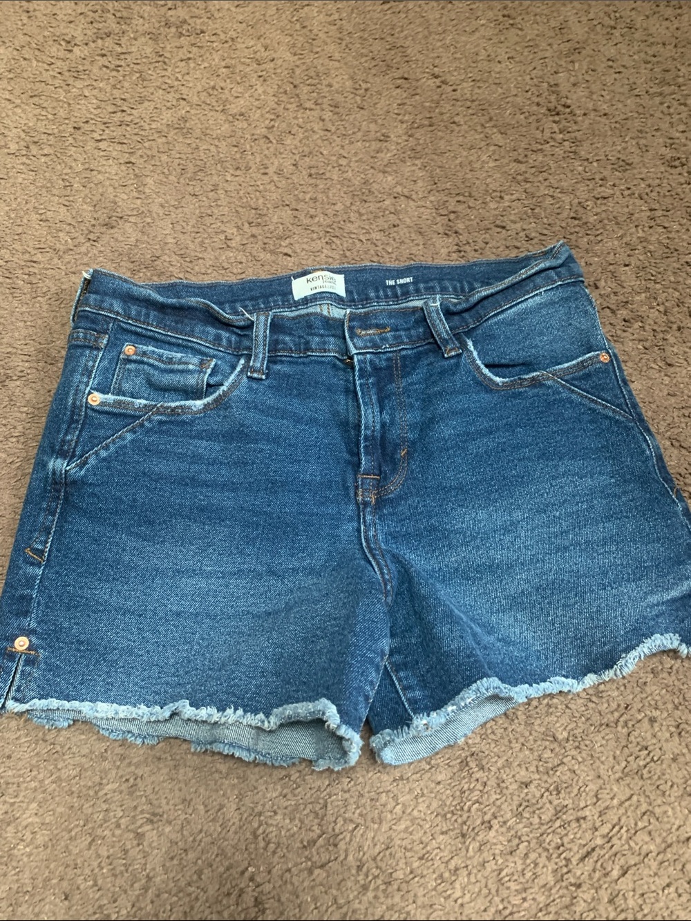 Kensie medium blue Frayed Hem Denim Shorts